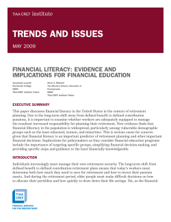 Financial Literacy: Evidence and Implications for Financial Education
