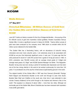 Media Release Historical Milestones - 60 Million Ounces of