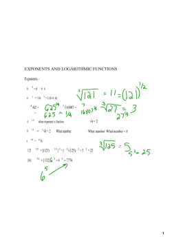 EXPONENTS AND LOGARITHMIC FUNCTIONS Exponents 6 &radic;625