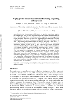 Coping profiles characterize individual flourishing, languishing, and