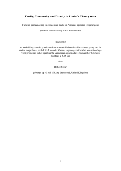 Family, Community and Divinity in Pindar`s Victory Odes