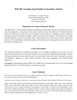SED-405-Teaching Social Studies in Secondary Schools