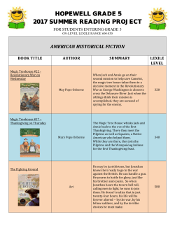 HOPEWELL GRADE 5 2017 SUMMER READING PROJECT