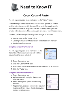 Copy, cut and paste - Student Development and Study Skills Service