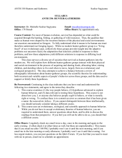 ANTH 330 Hunters and Gatherers Scalise Sugiyama SYLLABUS