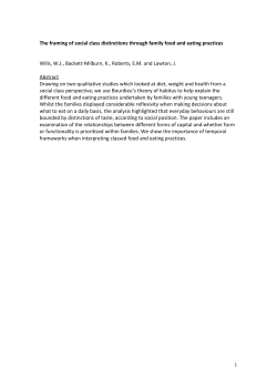 1 The framing of social class distinctions through family food and