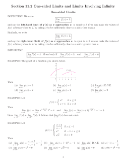 Section 11.2 One-sided Limits and Limits Involving Infinity