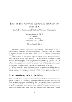 Look at You! Outward appearance and what we make of it.