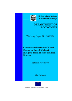 Commercialisation of Food Crops in Rural Malawi: Insights from the