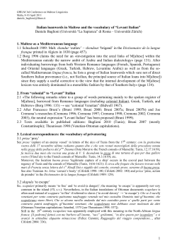 1 Italian loanwords in Maltese and the vocabulary of &ldquo;Levant Italian