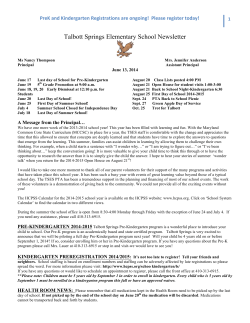 Talbott Springs Elementary School Newsletter