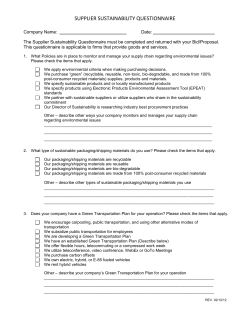 supplier sustainability questionnaire
