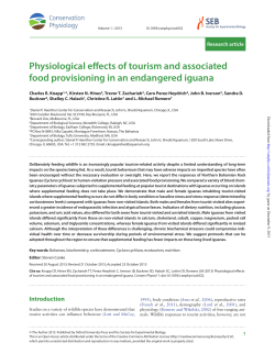 Physiological effects of tourism and associated food provisioning in