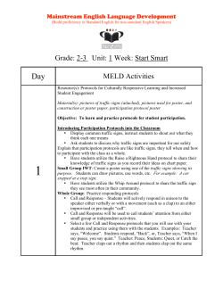 Grade: 2-3 Unit: 1 Week: Start Smart MELD Activities