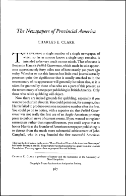 The Newspapers of Provincial America