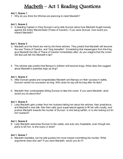Macbeth &ndash; Act 1 Reading Questions