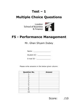 ACCA F5 Performance Management