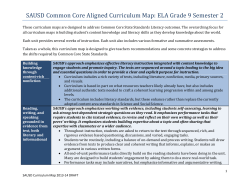 SAUSD Common Core Aligned Curriculum Map: ELA Grade 9