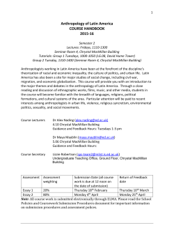 Anthropology of Latin America COURSE HANDBOOK