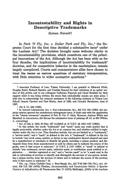 Incontestability and Rights in Descriptive Trademarks