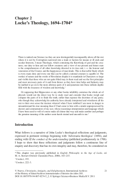 Locke`s Theology, 1694&ndash;1704*