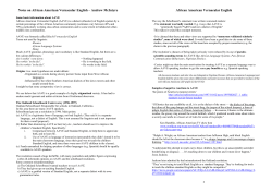 Notes on African American Vernacular English