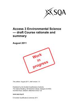 Access 3 Environmental Science ? draft Course rationale and
