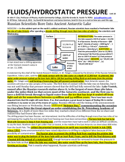 FLUIDS/HYDROSTATIC PRESSURE Unit 18