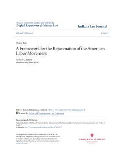 A Framework for the Rejuvenation of the American Labor Movement