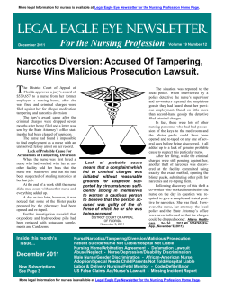 Narcotics Diversion - Legal Eagle Eye Newsletter