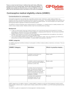 Contraceptive medical eligibility criteria (UKMEC)