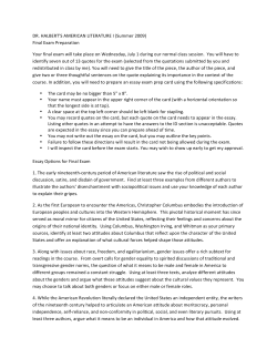DR. HALBERT`S AMERICAN LITERATURE I (Summer 2009) Final
