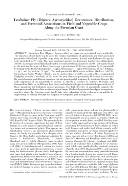 Leafminer Fly (Diptera: Agromyzidae) Occurrence, Distribution, and