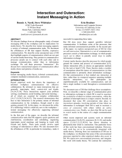 Interaction and Outeraction: Instant Messaging in Action