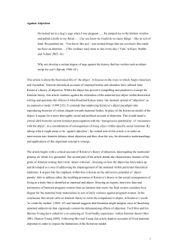 Against Abjection: violent disgust and the maternal