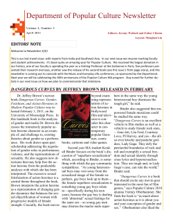 Department of Popular Culture Newsletter