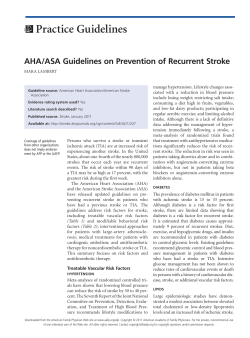 AHA/ASA Guidelines on Prevention of Recurrent Stroke
