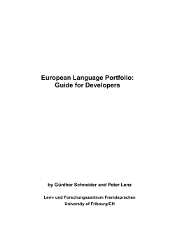 European Language Portfolio: Guide for Developers