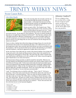 April 8 weekly news - Trinity Episcopal Church