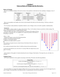 Calculus I Notes on Rates of Change and the Derivative.