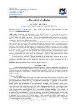 A Rhetoric of Metafiction