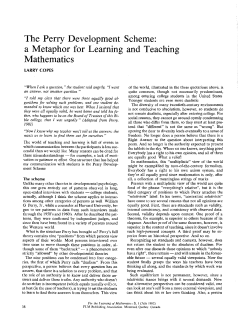 The Perry Development Scheme: a Metaphor for Learning and