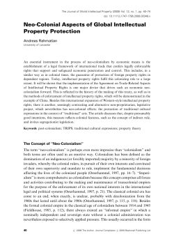 Neo-Colonial Aspects of Global Intellectual Property Protection