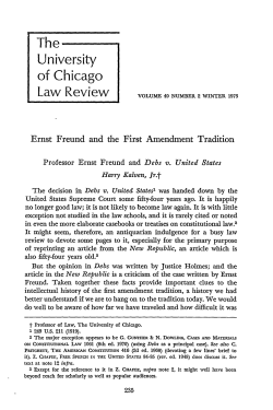 Ernst Freund and the First Amendment Tradition