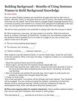 Building Background - Benefits of Using Sentence Frames to Build