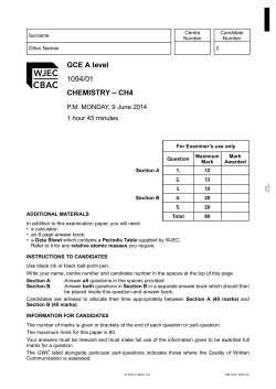 GCE A level 1094/01 CHEMISTRY &ndash; CH4