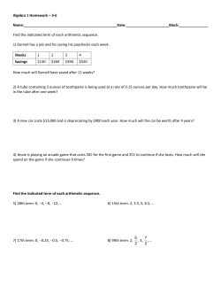 Algebra 1 Homework &ndash; 3-6 Name: Date: Block: Find the indicated