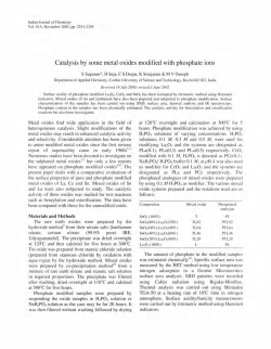 Catalysis by some metal oxides modified with phosphate ions