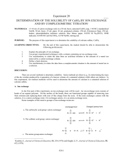 Experiment 20 DETERMINATION OF THE SOLUBILITY OF CaSO4