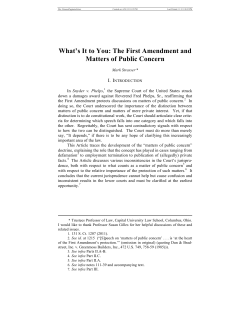 The First Amendment and Matters of Public Concern